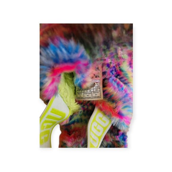UGG Women's Fluff Yeah Pixelate Rainbow Slip-On Sandals Size 7 - Picture 12 of 14